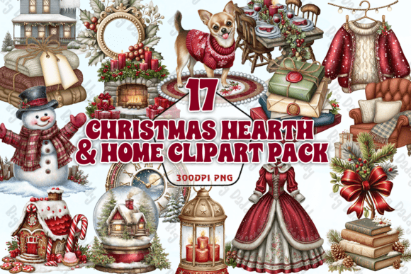 Christmas Hearth Home Clipart Pack PNG Review