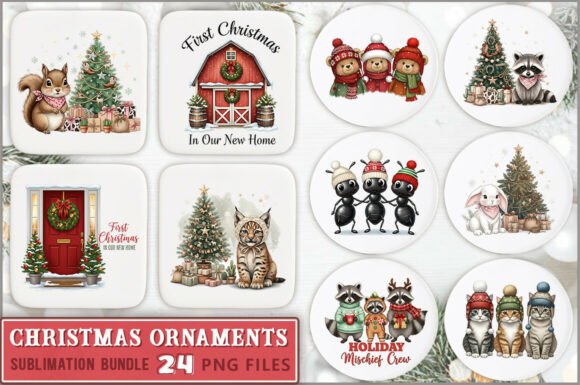 Christmas Ornaments PNG Bundle: Festive Illustrations