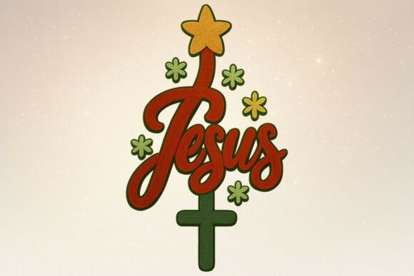 Cozy Crochet Yarn Christmas Jesus Tree Illustrations