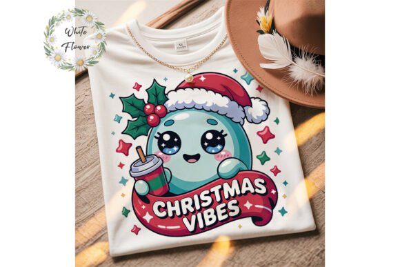 Cute Ghost Christmas Vibes PNG Clipart & Illustrations