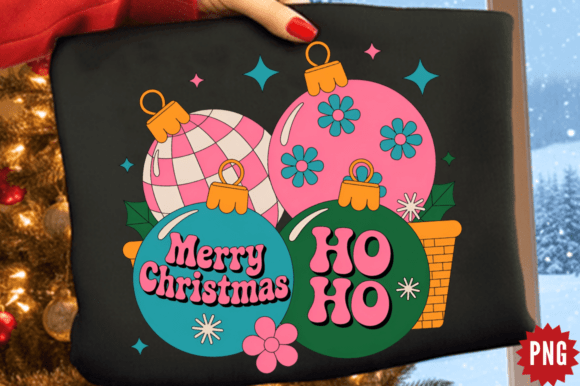 Ho Ho Merry Christmas Ornaments PNG Desi Illustrations