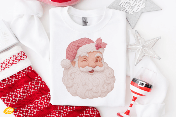 Pink Santa Crochet PNG for Illustrations