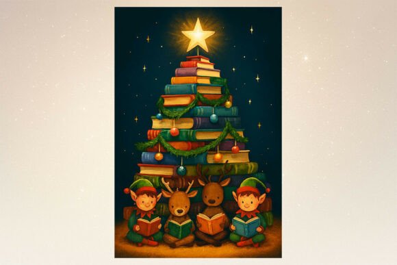 Review: Christmas Tree Book Stack PNG Illustrations