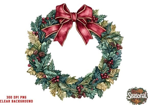 Reviewing the Green Garland Christmas Wreath PNG for Stitching