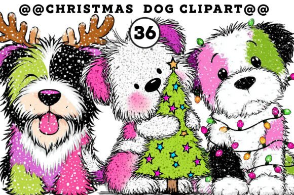 Stitching Joy: A Designer’s Take on Christmas Dog Clip-art