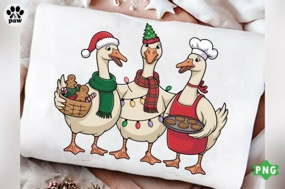 Vintage Christmas Goose Png: Festive Illustrations