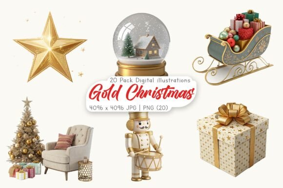 Watercolor Gold Christmas Clipart: A Designer’s Review