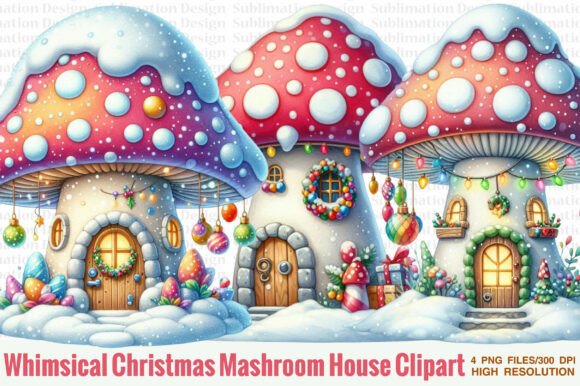 Whimsical Christmas Mushroom House PNG Review