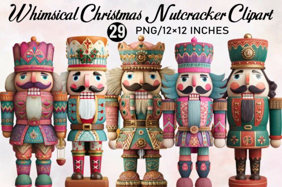 Whimsical Christmas Nutcracker Clipart & Illustrations